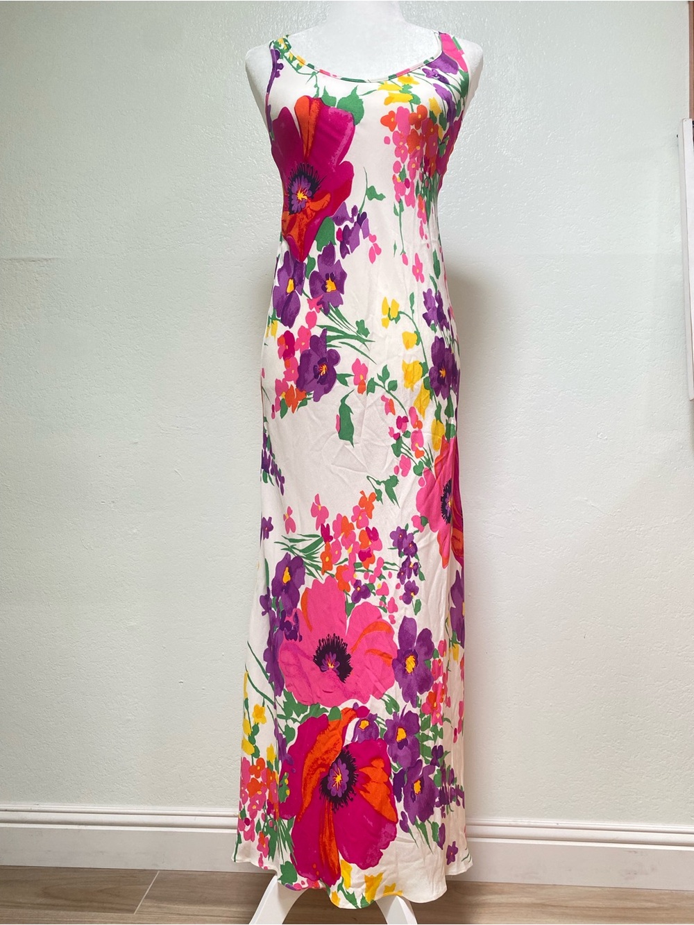 VTG Betsey Johnson Floral Bias Cut Maxi Dress Size S